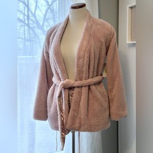 Soft pink chenille jacket robe NWT